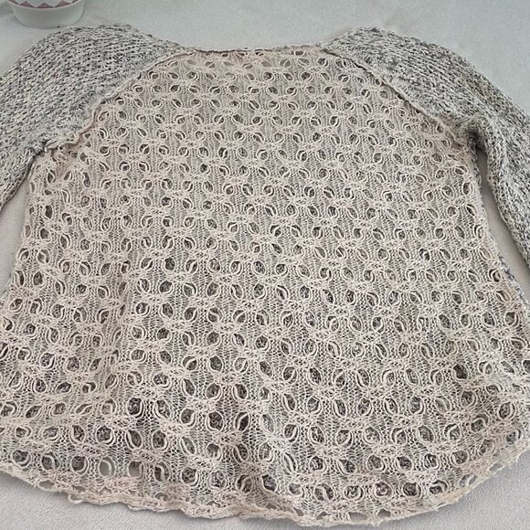 POOF Knit and Crochet Grey Blue and Cream Long Sleeved Top - Picture 3 of 10